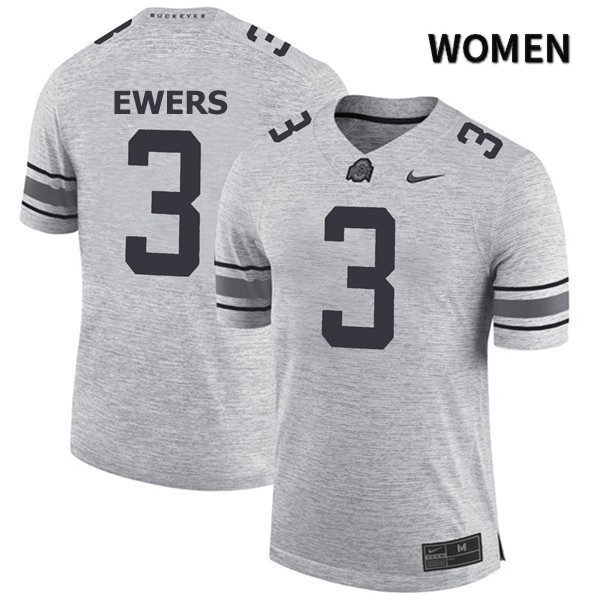 Women's Nike Ohio State Buckeyes Quinn Ewers #3 Gray NCAA Authentic Stitched College Football Jersey EFX70I6F